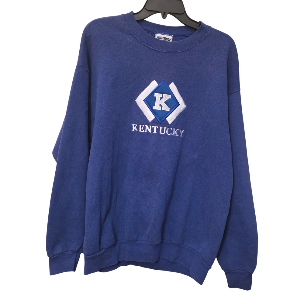 Vintage Lee Kentucky Wildcats Sweatshirt Blue Embroidered Pullover Large Faded
